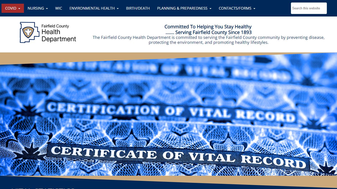 Vital Statistics | Fairfield County Health Department